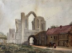 Castle Acre from the West Front, watercolour on card, signed (verso), unframedQty: 1