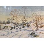 Brenda M. Eustace (British, contemporary), 'Winter', pencil and watercolour, signed, framed and