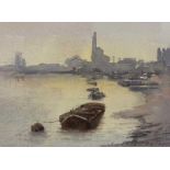 Sydney Foley RSMA ROI (British, 20th century),"Battersea Reach, Evening", watercolour, signed,