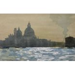 Bert Wright R.S.M.A,"Venice, Salute at dusk" watercolour, signed, mounted and unframed, plus two