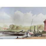 Godfrey Sayers (British, contemporary) 'Thornham Creek', watercolour, signed and dated (80),