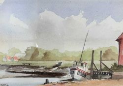 Godfrey Sayers (British, contemporary) 'Thornham Creek', watercolour, signed and dated (80),