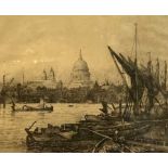 After Charles Edward Holloway (British, 19th century) St Paul's from The Thames, with working