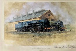David Shepherd (1931-2017), The East Somerset Railway Black Prince and the Green Knight on Shed,