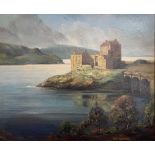 Robert Kilpatrick (Scottish, 20th century), Eilean Donan Castle, oil on board, signed, framed.