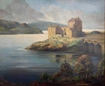 Robert Kilpatrick (Scottish, 20th century), Eilean Donan Castle, oil on board, signed, framed.