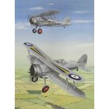 Graham Johnstone (British, contemporary) Gloster Gladiator, 1937-38, No 73 Sqd based at Debden,