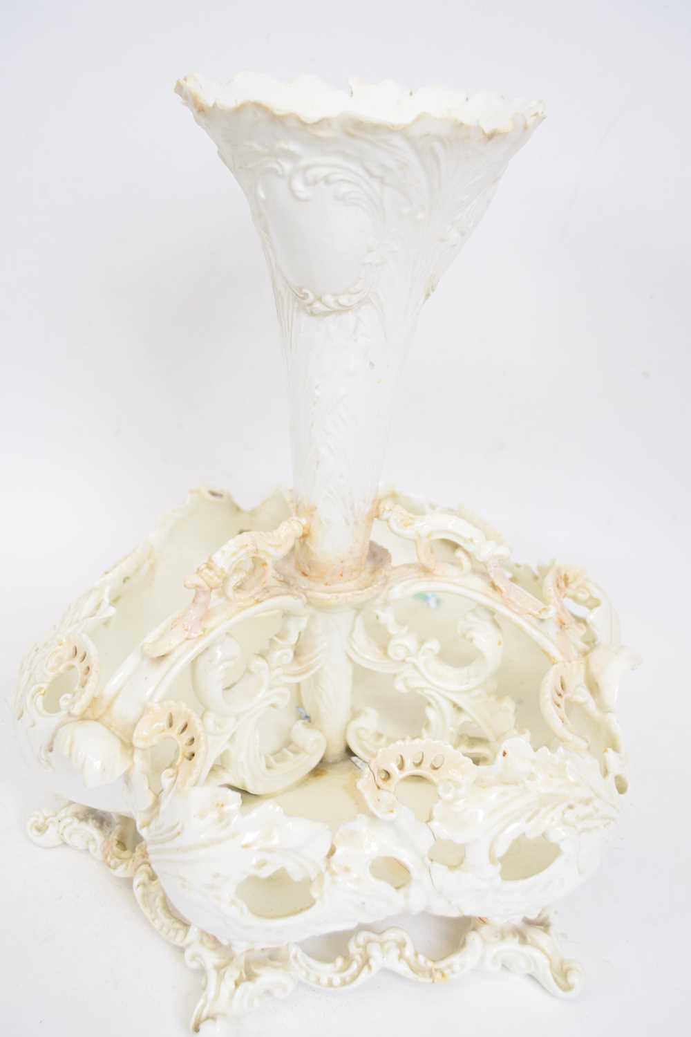 Large Victorian porcelain centrepiece, indistinctly marked, (a/f) - Image 3 of 3