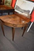 Georgian style mahogany D-shaped hall table, 84cm wide