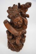 Large wooden carved Chinese figure of an immortal, 50cm high