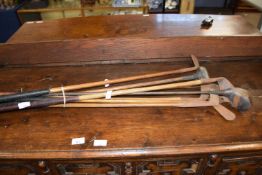 Mixed Lot: eight various antique wooden handled golf clubs