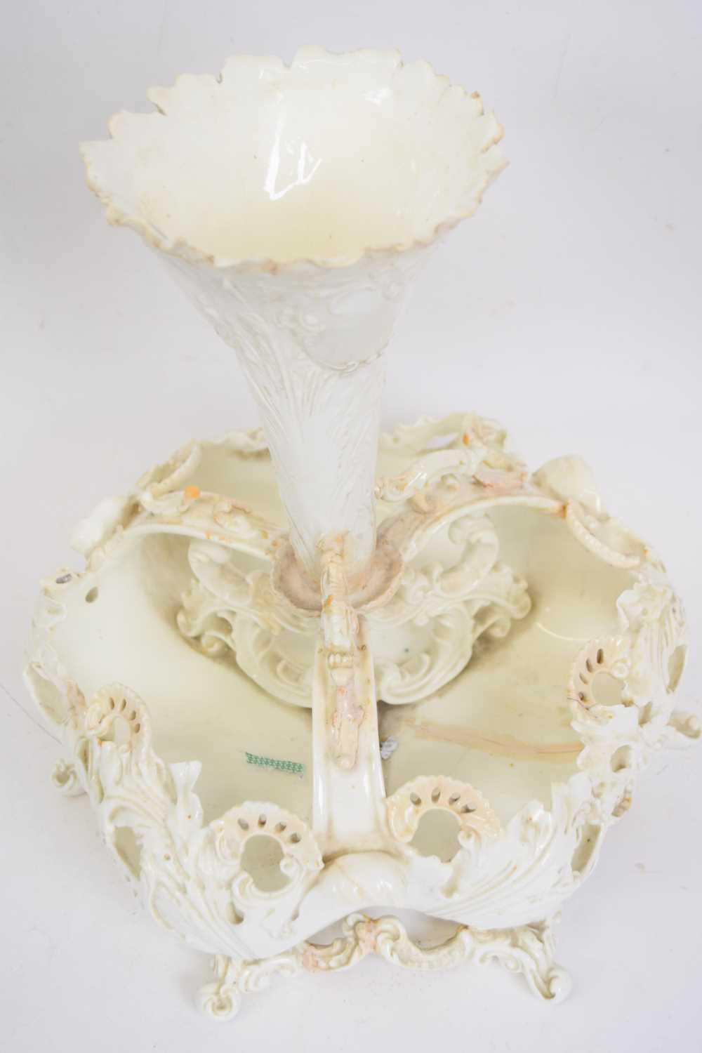 Large Victorian porcelain centrepiece, indistinctly marked, (a/f) - Image 2 of 3