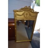Georgian style giltwood framed wall mirror with swag and ribbon mounts, 135cm high