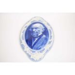 Middleport Pottery blue printed plaque of Gladstone, 39cm high