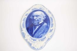 Middleport Pottery blue printed plaque of Gladstone, 39cm high