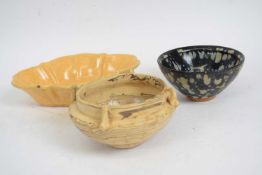 Three pieces of Chinese ceramics including a Jin ware type bowl with black and sponged decoration,