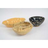 Three pieces of Chinese ceramics including a Jin ware type bowl with black and sponged decoration,