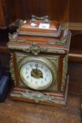 Late 19th or early 20th century mantel or bracket clock, the case with extensive applied brass