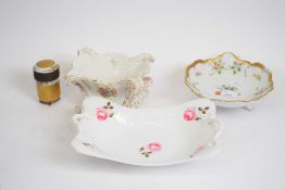 Quantity of Continental porcelains including two bowls and covers, and further large Spode dish