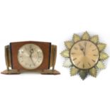 A Metamec starburst wall clock, plus a further Metamec mantel clock (2)