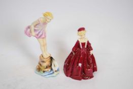 Royal Worcester figure of Sea Breeze by Doughty, together with a model of Grandmother's Dress,