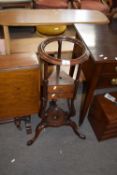 Georgian mahogany wig or wash stand of typical form, set on three outswept legs, 79cm high