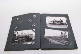 Postcard album mainly with steam engines