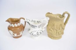 Three 19th century jugs including a gipsy jug by Jones & Walley, Cobridge, a Ridgway type George