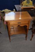 Late 19th century American walnut single drawer side table with cabriole legs, 56cm wide