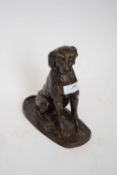 Bronzed model of a dog on rectangular base
