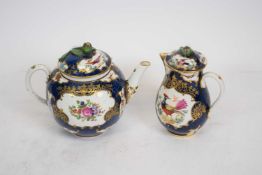 Booths Worcester style tea pot and cover together with a similar milk jug and cover (2)