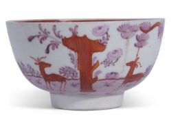 Lowestoft Porcelain Deer Park Bowl