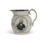 An early 19th century Pearlware jug with lustre finish decorated with Nelson and the line up of