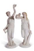 Two 19th century Worcester figures allegorical of Liberty and Captivity modelled as ladies, one
