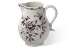 A Lowestoft porcelain sparrowbeak jug c.1780 with sepia decoration of flowers in Jesuit style8cm