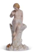 Late 19th century Worcester figure of 'The Bather Surprised', 19cm tall