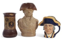 Group of Nelson items including a Royal Doulton jug of Nelson and his Captains, Royal Doulton