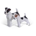 A Royal Doulton model of a terrier c1930s HN944 together with a smaller model HN1014 (2)Tallest Both