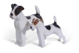 A Royal Doulton model of a terrier c1930s HN944 together with a smaller model HN1014 (2)Tallest Both