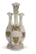 Unusual Goss centrepiece with group of amphora vases with the arms of Sir Walter Scott Milton, Sir