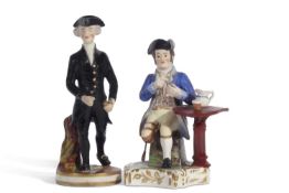 An early19th century Derby figure of Dr. Syntax with cane together with a further Derby S&H figure