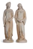 Pair of early 20th century Royal Worcester figures, one entitled 'Il Penseroso', and the female