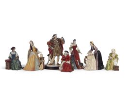 Royal Doulton group of Henry VIII and his six wives some with certificates all limited edition