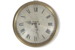 John Harrison of Norwich, 18th century wall clock with 14" engraved and silvered brass dial, with