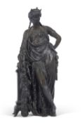 Henri Etienne Dumaige hollow bronze study of a classical maiden 60cm tall
