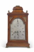 Bouffler, London, a Georgian style mahogany and beech cased bracket or table clock with silvered