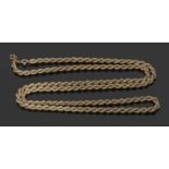 9ct gold rope twist necklace, 27cm fastened, 25gms g/w