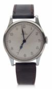 Second quarter of 20th century gents Omega wrist watch, white dial with contrasting black Arabic