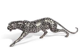 20th Century cast metal model of a prowling Leopard 62cm
