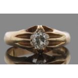 Victorian single stone diamond ring, the round old brilliant cut diamond, 0.85ct approx, prong set